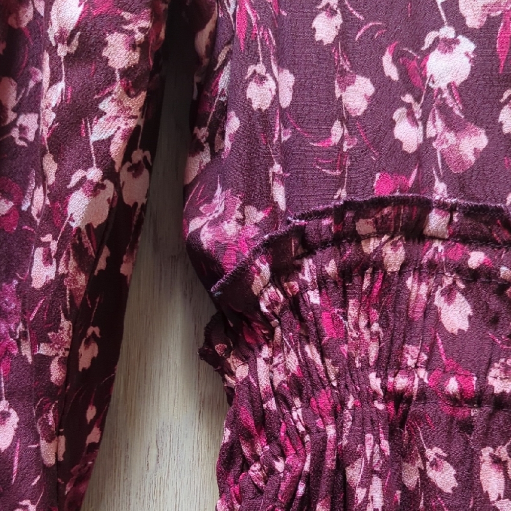 Chelsea and Violet girls Burgundy/Pink Floral print dress size 16 - Picture 4 of 12